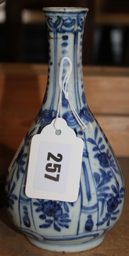 17th Kroah blue and white bottle vase